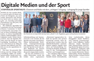 Danke an die Tageszeitung DOLOMITEN für den Bericht! 